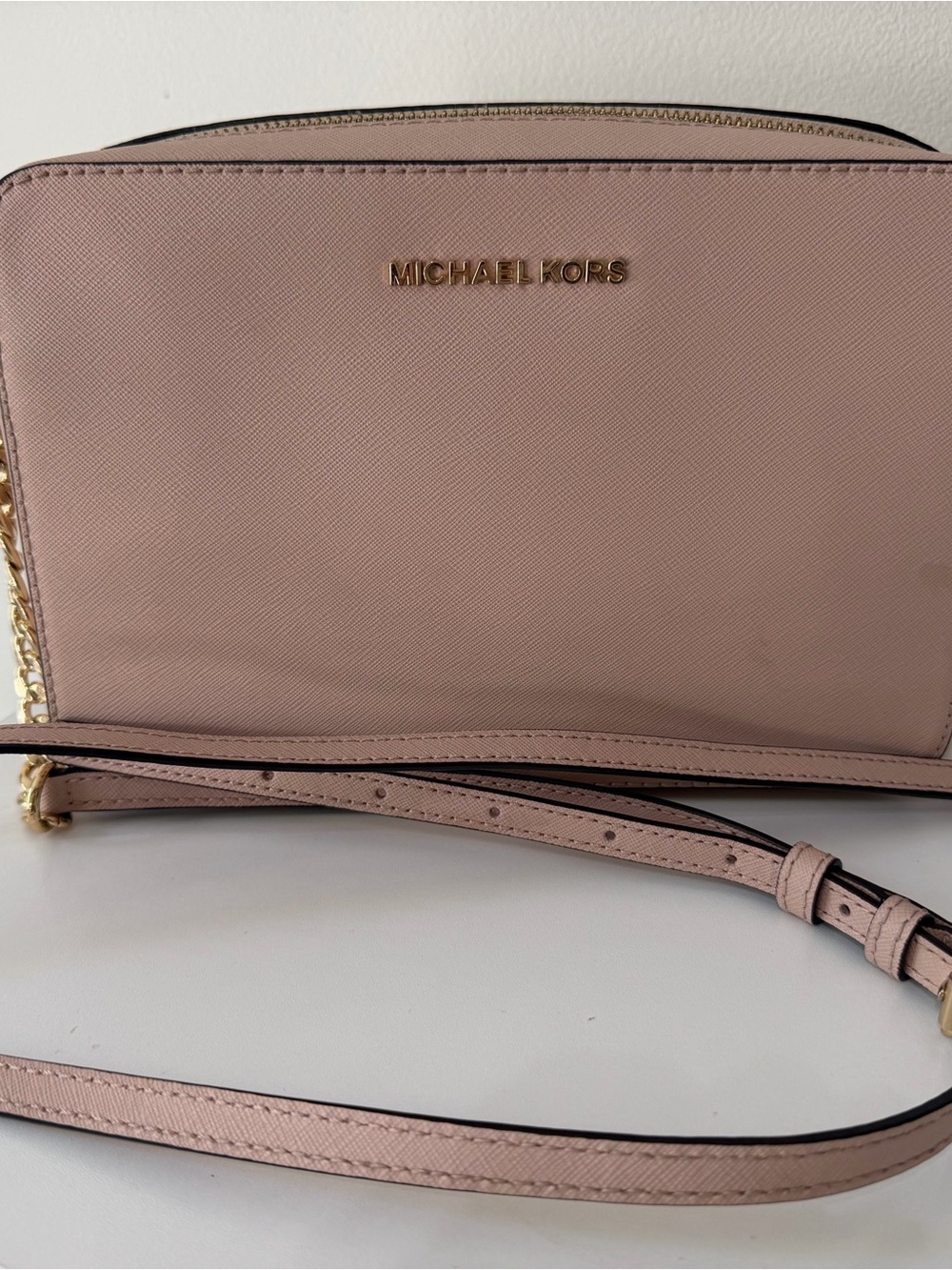 Michael Kors Pink Saffiano Crossbody with Gold Hardware